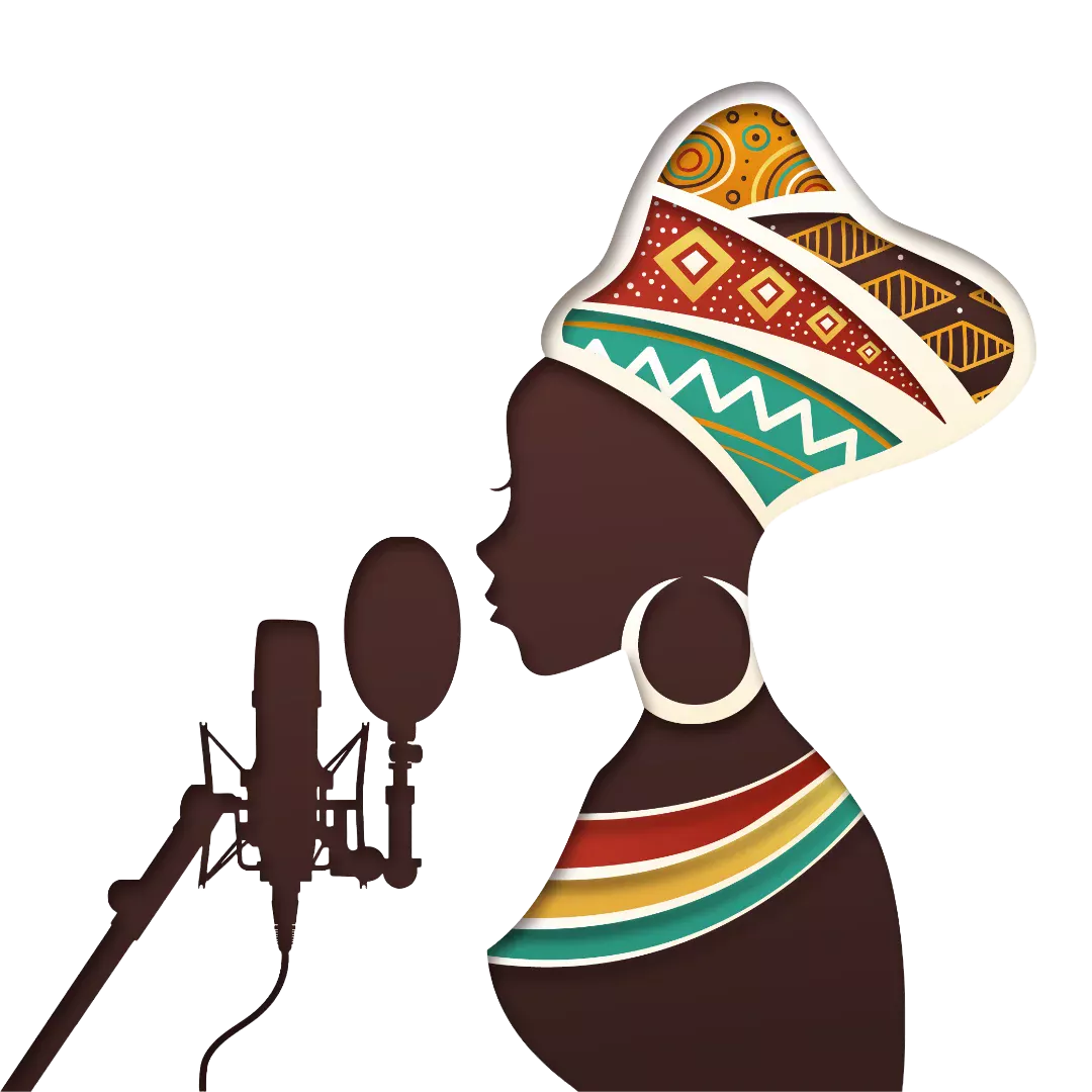 illustration of african woman doing voice over acting